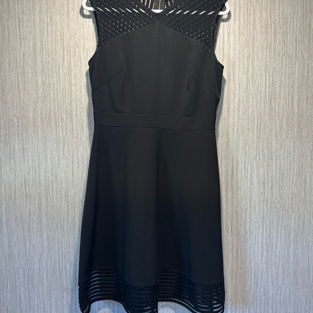 Tahari Black Ribbed Halter Midi Dress